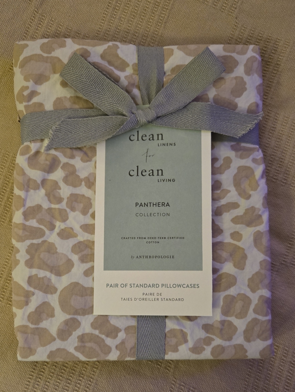 Anthropologie 100% Organic Cotton Leopard Print Pillowcases